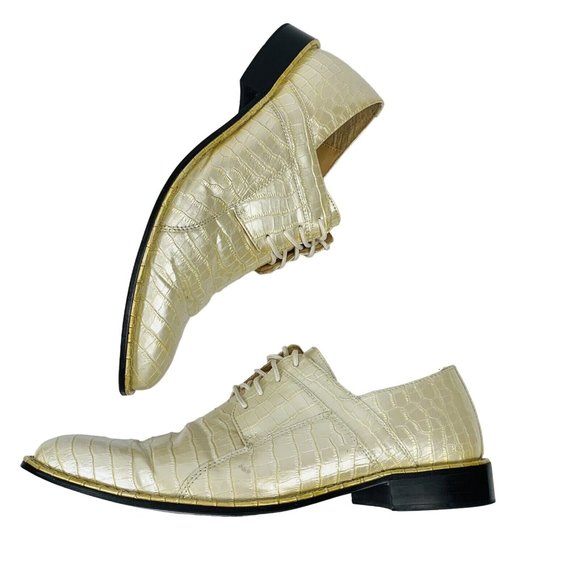 Expressions by RC Mens Retro Faux Alligator Croc Skin Dress Shoes Sz 10.5 Pearl main image 13